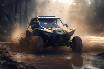 4x4 off-road racing vehicle, in full competition. Generative AI.