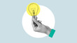 © Andrii - Fresh Idea is shown using the collage with photos of lamp in the hand. Innovative ideas
