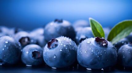 Wall Mural - Macro photo of blueberries.