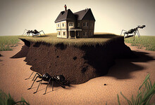 AI Ants Digging Invasive Nests Under House