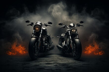 Modern Picture Of A Speed Motorcycle On The Road Isolated On Dark Background Created With Generative AI