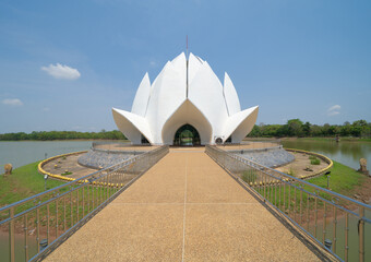 Wall Mural - Wat Santiwanaram, Udon Thani, lotus temple pagoda is a buddhist temple in Udon Thani, an urban city town, Thailand. Thai architecture landscape background. Tourist attraction landmark.