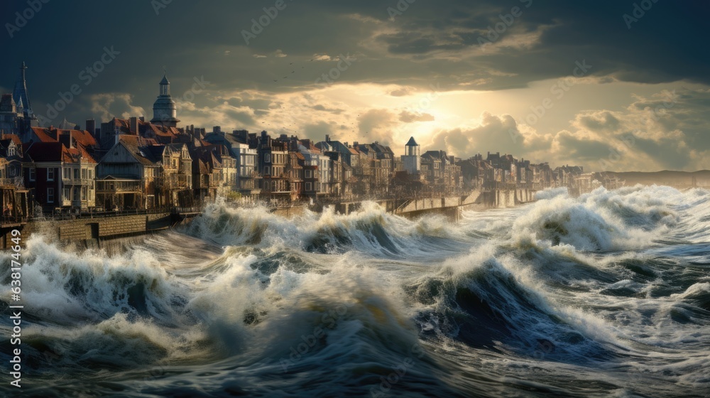 coastal town dealing with rising sea levels, a clear sign of climate ...