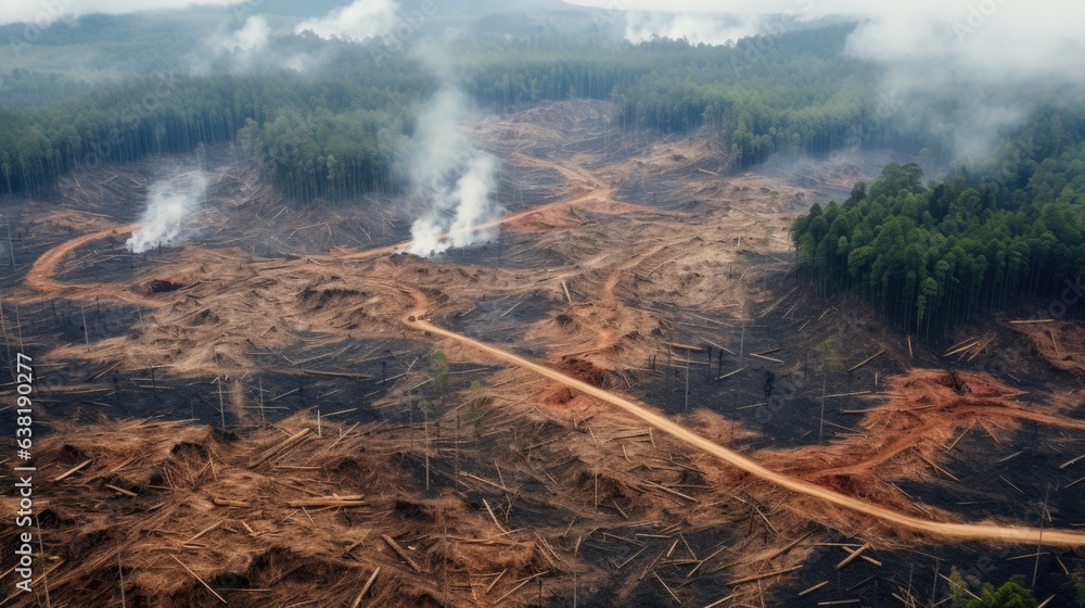 forest experiencing rapid deforestation, showcasing the severe issue of ...