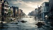 coastal city experiencing flooding due to sea level rise, a sign of climate change generative ai
