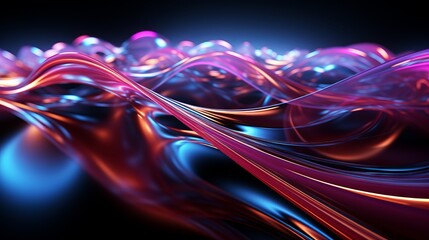 Wall Mural - a background of colorful neon waves in pink, orange, and blue. generative ai.