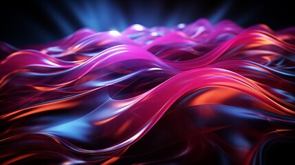 Wall Mural - a background of colorful neon waves in pink, orange, and blue. generative ai.