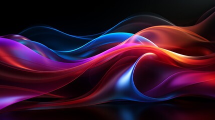 Wall Mural - a background of colorful neon waves in pink, orange, and blue. generative ai.