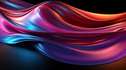 Wall Mural - a background of colorful neon waves in pink, orange, and blue. generative ai.