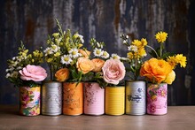 Upcycled Tin Can Flower Vases ,waste Crafts ,Generative AI