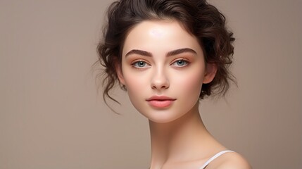 Wall Mural - portrait of a young woman: a captivating portrait showcasing a young woman's beauty, featuring her r