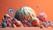 Planet beautiful space 3d rendering elements