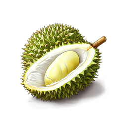 Wall Mural - illustration photo of durian fruit on white background