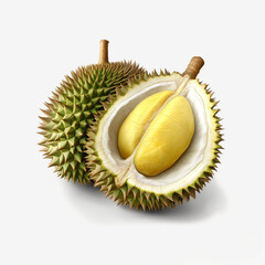 Wall Mural - illustration photo of durian fruit on white background