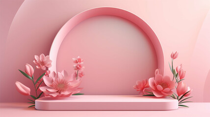 Wall Mural - pink flowers in vase