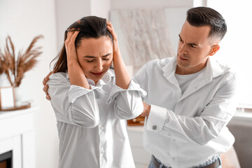 Sticker - Young man quarreling with his wife at home