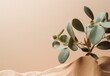 Minimalist sandy leaves on a pale flat background wall — Plants and Leaves — interior design graphic resource with film grain realism — SAND, GREEN, YELLOW — Realistic renders