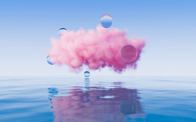 Wall Mural - Cloud and water surface, 3d rendering.