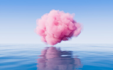 Poster - Cloud and water surface, 3d rendering.