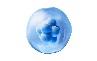 Poster - Blue isolated cell with biology concept, 3d rendering.