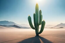 Cactus In Desert Generated Ai