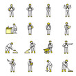 Icon collection of construction site workers　工事現場作業員のアイコン集
