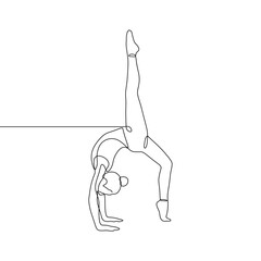 Wall Mural - Continuous single-line art of a woman with yoga moves