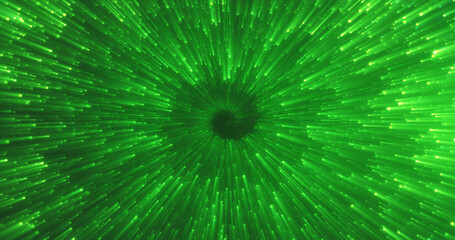 Wall Mural - Abstract green energy magical glowing spiral swirl tunnel particle background with bokeh effect