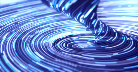 Wall Mural - Blue energy abstract swirling curved swirl lines of glowing bright magical energy streaks and flying particles background