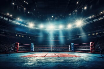 Wall Mural - boxer arena. Isolated empty boxing ring with light. Generative ai