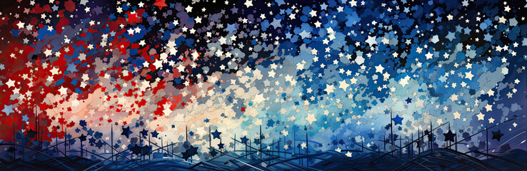 Abstract American flag background banner for design. created by generative AI technology.