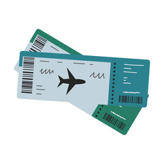 Airline tickets. Hand drawn tickets.  White isolated background. Vector illustration.