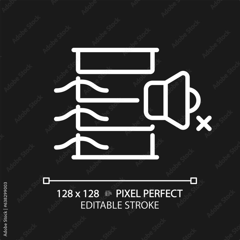 2D pixel perfect editable acoustic louvres white icon, isolated vector ...