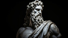 Handsome Marble Statue Of Powerful Greek God