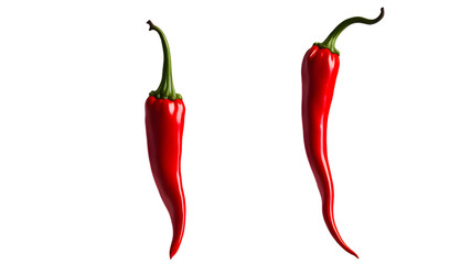 Red hot chili pepper isolated on transparent and white background, png