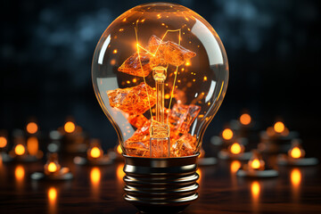 Aufkleber - Power lines in symbolic light bulb, stock price charts and ascending arrows with dollar and euro symbol. Global energy crisis, concept of energy conservation Generative AI technology...