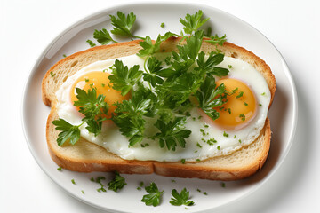 Wall Mural - Fried egg isolated on white background, top view. Healthy breakfast Generative AI technology...