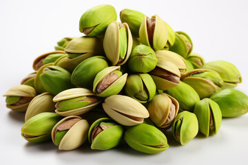 Poster - Unshelled pistachios isolated on transparent or white background  Generative AI technology...