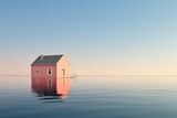 Fototapeta Pomosty - Color, composition, house outline, purity, softness, sea surface, evening sunlight