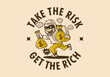 © Adipra - Take the risk get the rich. Bank robber character holding a money sack