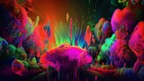 Fototapeta Kwiaty - Psychedelic Dreamscape, Hyper-Realistic Art with Vibrant Colors and Mind-Bending Background. Generative AI