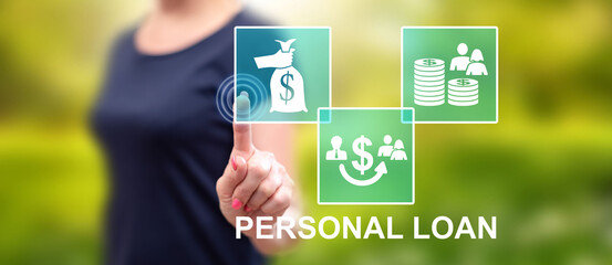 Sticker - Woman touching a personal loan concept