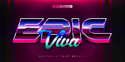 Wall Mural - Retro shiny Y2K editable text effect epic viva