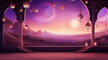 Arabian Nights Theme Party Background With Empty Copy Space. Generative AI.