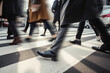 © Jasmina - Motion blurred people legs crossing the pedestrian in New York city