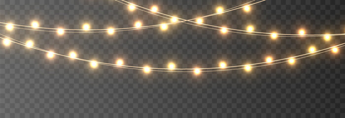 Wall Mural - Vector Christmas lights. Christmas garland PNG. Christmas light PNG. Christmas decoration, LED lamps.