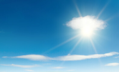 Wall Mural - bright sun on beautiful blue sky