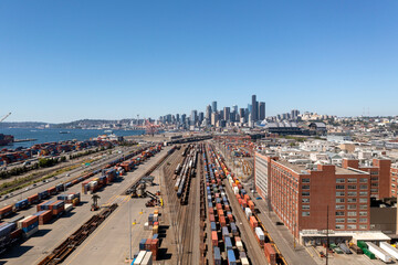 Aerial Drone Panoramic of Seattle Skyline