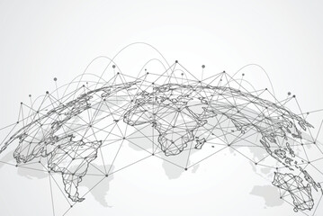 Wall Mural - Global network connection. World map point and line composition concept of global business. Vector Illustration