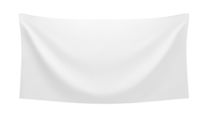 Wall Mural - white textile banner with folds. blank hanging fabric template. png clipart isolated on transparent 